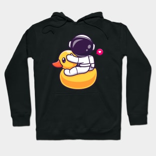 Cute Astronaut Riding Duck Balloon Cartoon Hoodie